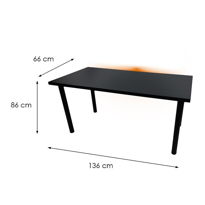 Biurko Gamingowe Low Czarne 136x66x2.8 Model 1