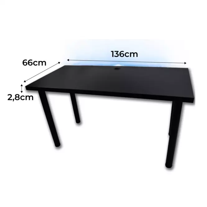 Biurko Gamingowe Low Loft Czarne 136x66x2.8 Model 2