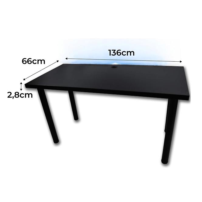 Biurko Gamingowe Low Loft Czarne 136x66x2.8 Model 2