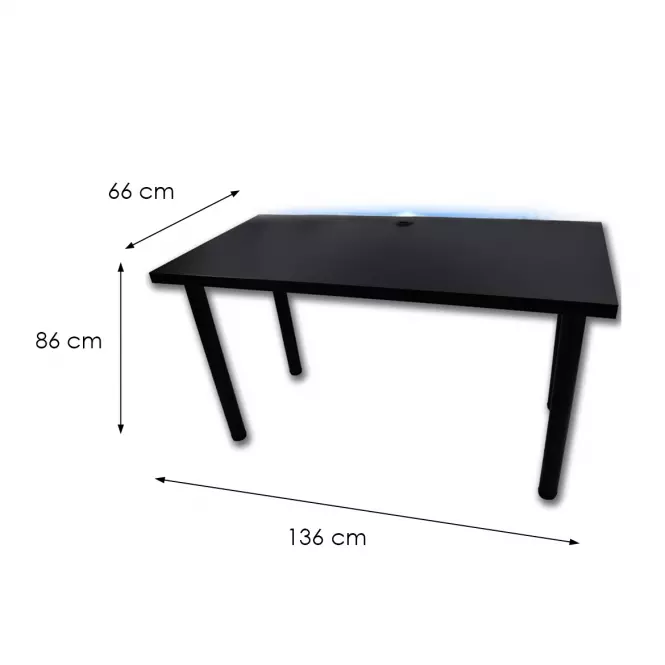Biurko Gamingowe Low Loft Czarne 136x66x2.8 Model 2