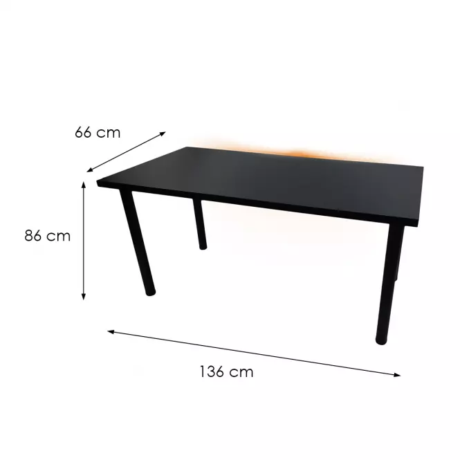 Biurko Gamingowe Low Loft Czarne 136x66x2.8 Model 1