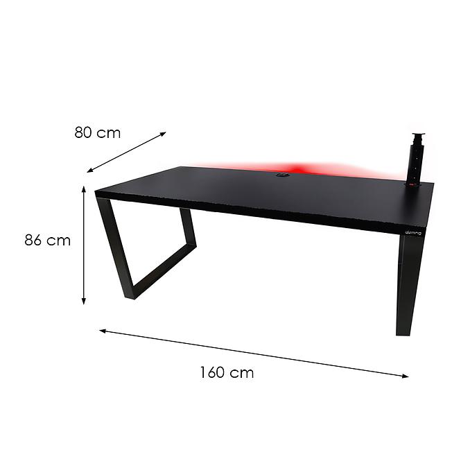 Biurko Gamingowe Low Loft Czarne 160x80x3.6 Model 3