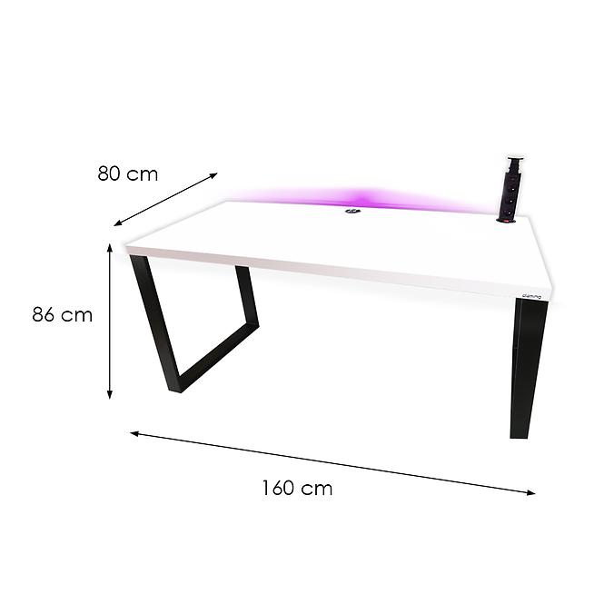 Biurko Gamingowe Low Loft Białe 160x80x3.6 Model 3