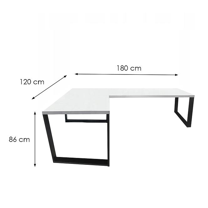 Biurko Gamingowe Narożne Loft Low Białe 180x120x2.8 Model 0