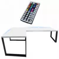 Biurko Gamingowe Narożne Loft Low Białe 202x136x2.8 Model 1