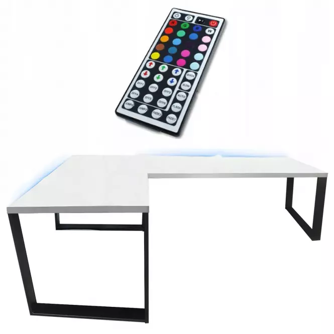 Biurko Gamingowe Narożne Loft Low Białe 202x136x2.8 Model 1