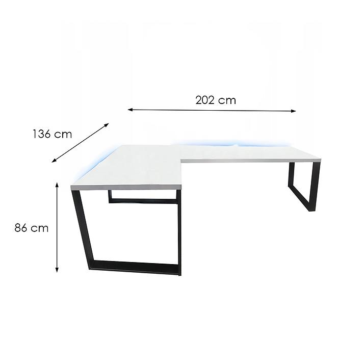 Biurko Gamingowe Narożne Loft Low Białe 202x136x2.8 Model 1