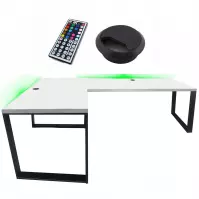 Biurko Gamingowe Narożne Loft Low Białe 202x136x2.8 Model 2