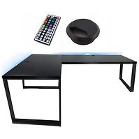 Biurko Gamingowe Narożne Loft Low Czarne 202x136x2.8 Model 2