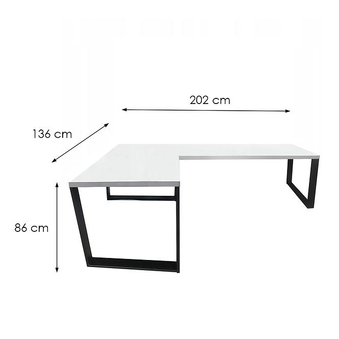 Biurko Gamingowe Narożne Loft Top Białe 202x136x2.8 Model 0