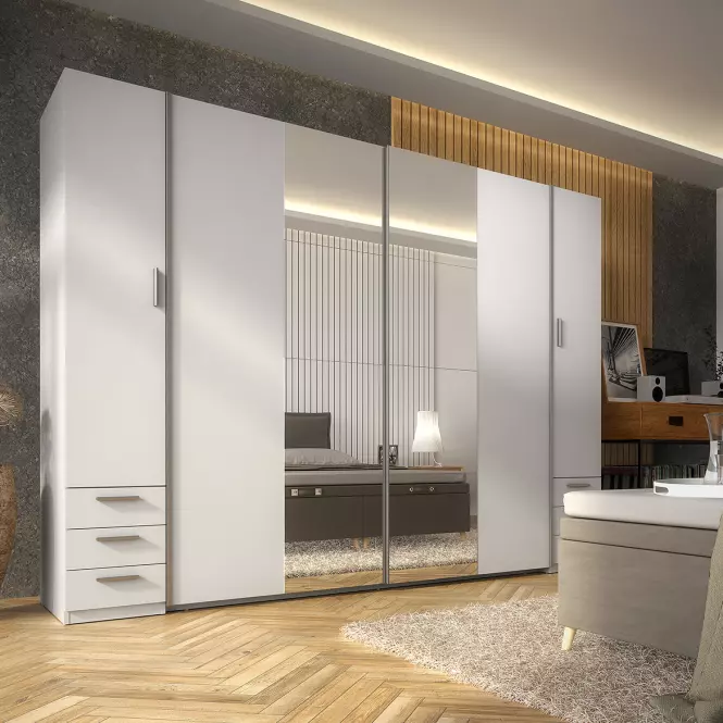 Szafa Store 2D+2D III21-B biała/lustro