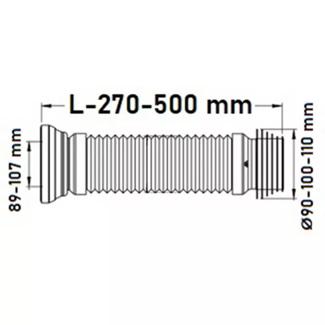 Złącze rozciągane WC L-231-500 mm z uszczelką 
