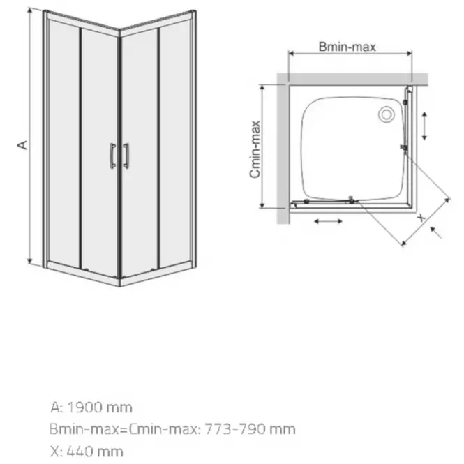 Kabina prysznicowa KW KN/TX5B 80 W15 SB Glass protect,2
