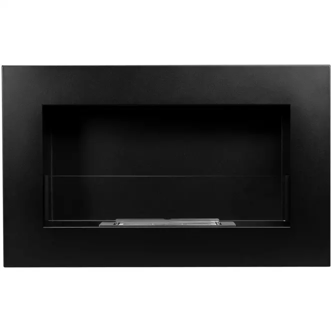 Biokominek 650x400 Box czarny mat z szkłem