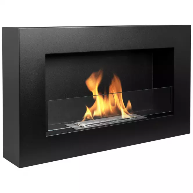Biokominek 650x400 Box czarny mat z szkłem