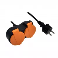 Przedłużacz H05RR-F 3g1.0mm2 1m - 2 gniazda IP44 czarny