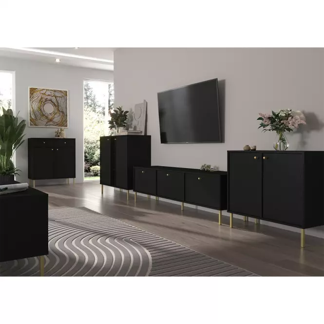 Szafka RTV Tokyo 2 3K czarny grafit 303