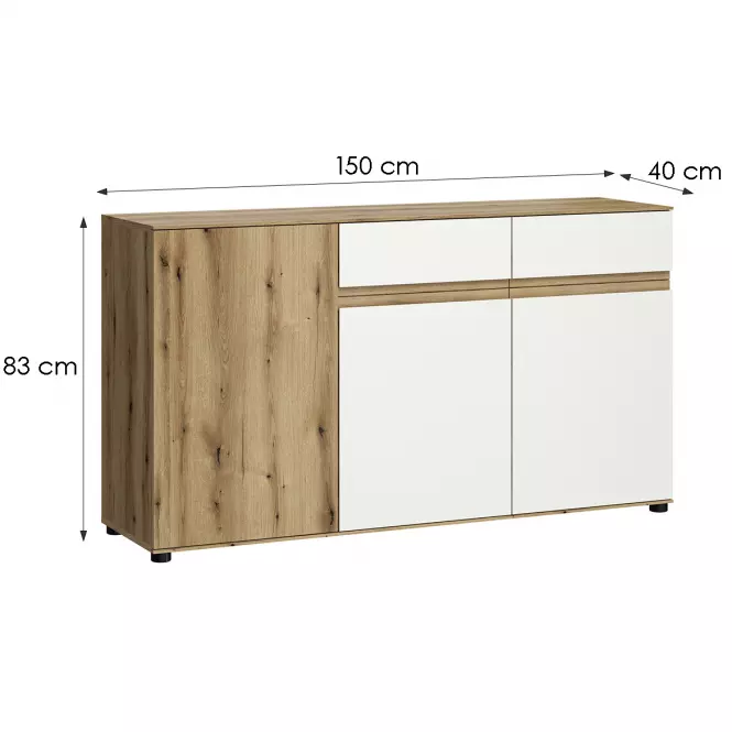 Komoda Camino 3D2S CMNK 02 dąb evoke+biały platynowy