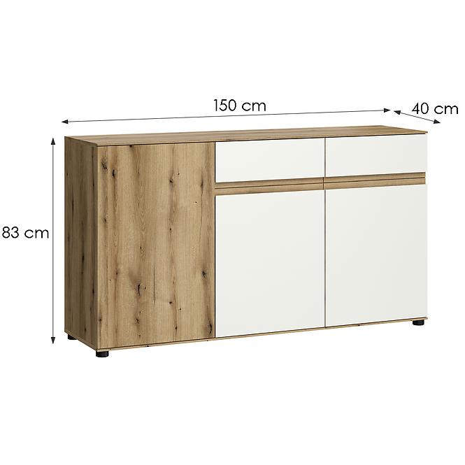 Komoda Camino 3D2S CMNK 02 dąb evoke+biały platynowy