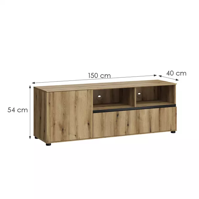 Szafka RTV Camino 1D2S CMNF 01 dąb evoke+dąb evoke+ob.czarne