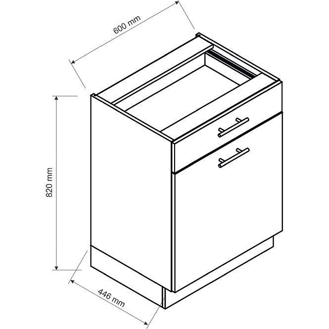 Szafka Kuchenna Anika D60S/1 P/L grafit/grafit