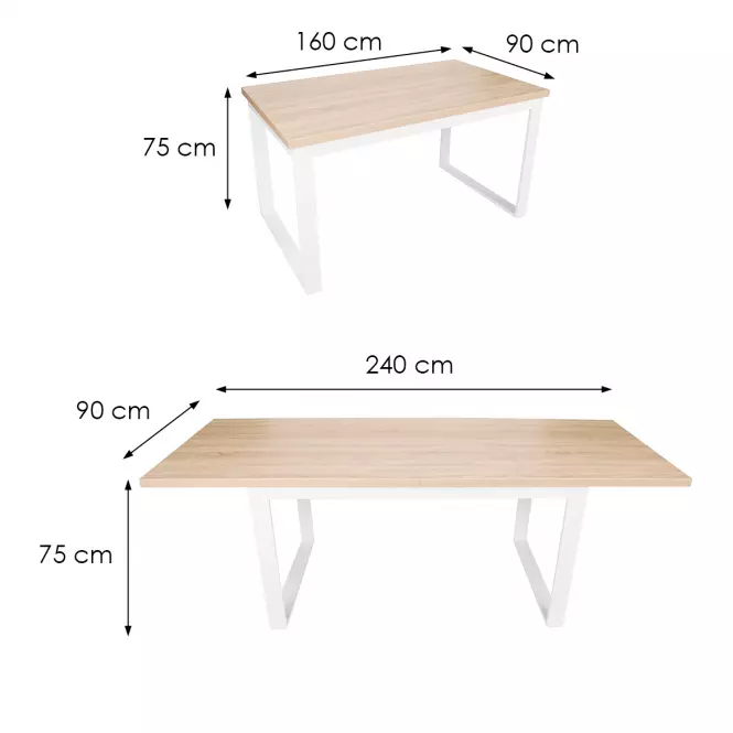 Stół Iris ST-29 160x90+2x40 sonoma/biały,2