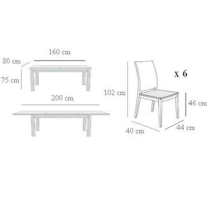 Zestaw stół i krzesła Daria 1+6 ST101 rustikal KR7 BR232 savi6 bottom964
