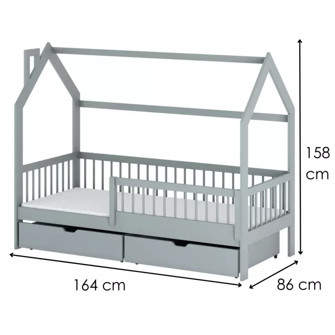 Łóżko Domek Oskar 80x160 grey
