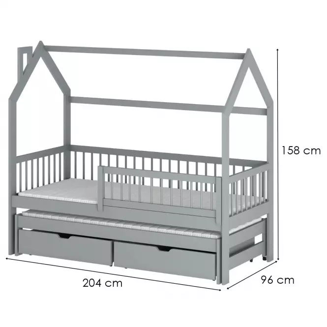 Łóżko Domek Papi 90x200 grey