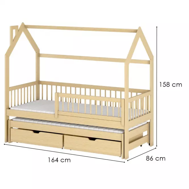 Łóżko Domek Papi 80x160 pine