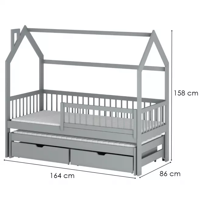 Łóżko Domek Papi 80x160 grey