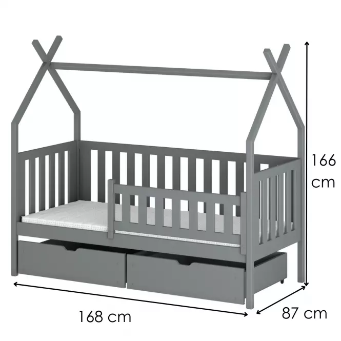 Łóżko Domek Simba 80x160 grey