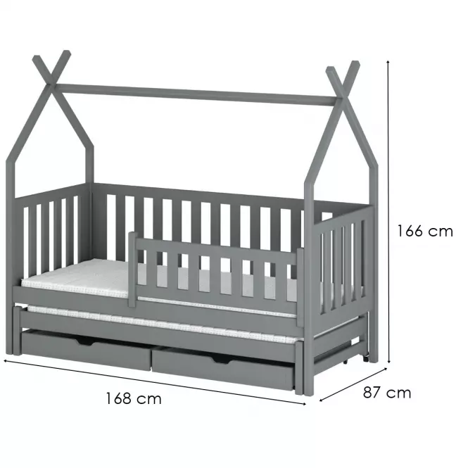 Łóżko Domek Tytus 80x160 grey