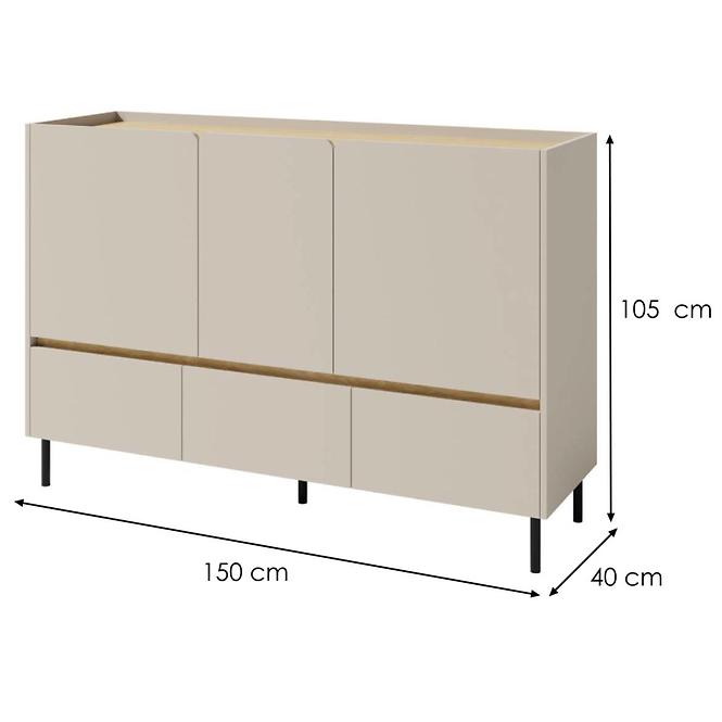 Komoda Luca LC7 3S3D beżowy/dąb