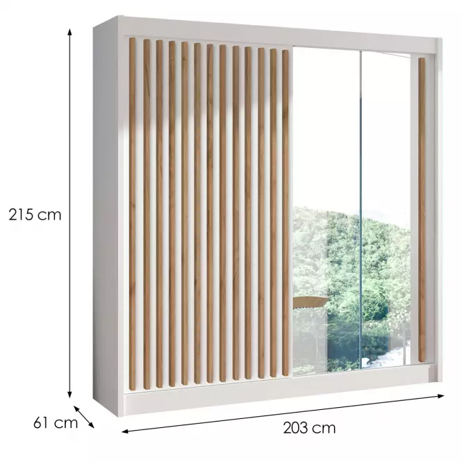 Szafa Ladder 203 biały/lamele dąb craft
