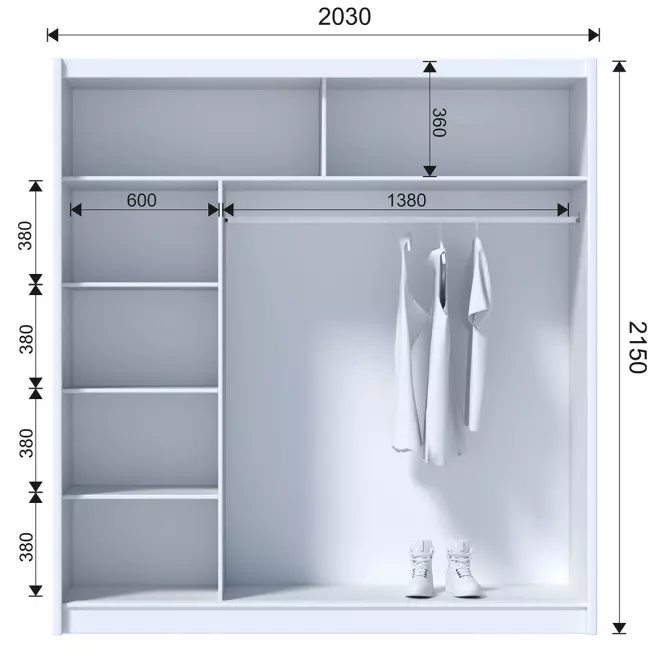 Szafa Ladder 203 biały/lamele dąb craft