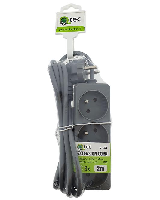 Przedłużacz Q-390f 3x z/u 2m grey