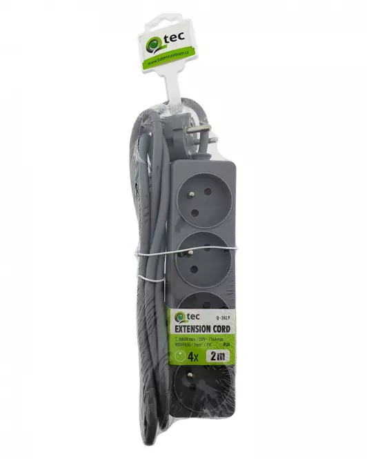 Przedłużacz Q-392f 4x z/u 2m grey