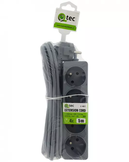 Przedłużacz Q-403f 4x z/u 5m grey