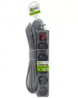 Przedłużacz z włączn. Q-406f 5x z/u 5m grey
