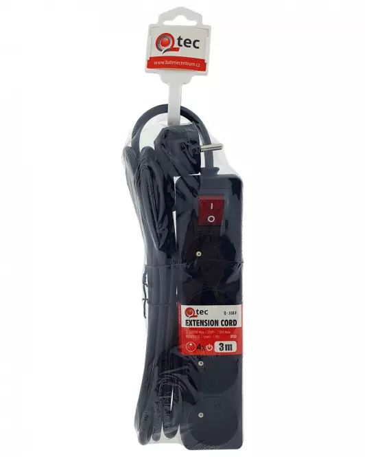 Przedłużacz z wyłączn. Q-358f 4x z/u 3m black