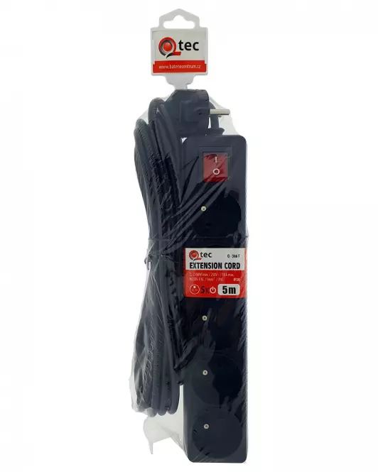 Przedłużacz z wyłączn. Q-366f 5x z/u 5m black