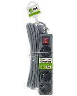 Przedłużacz z wyłączn. Q-404f 4x z/u 5m grey