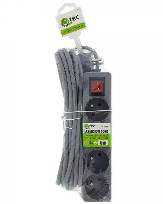 Przedłużacz z wyłączn. Q-404f 4x z/u 5m grey