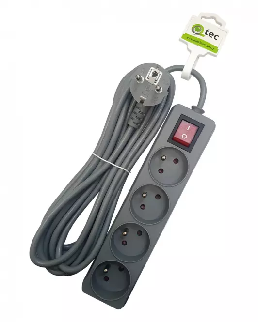 Przedłużacz z wyłączn. Q-404f 4x z/u 5m grey