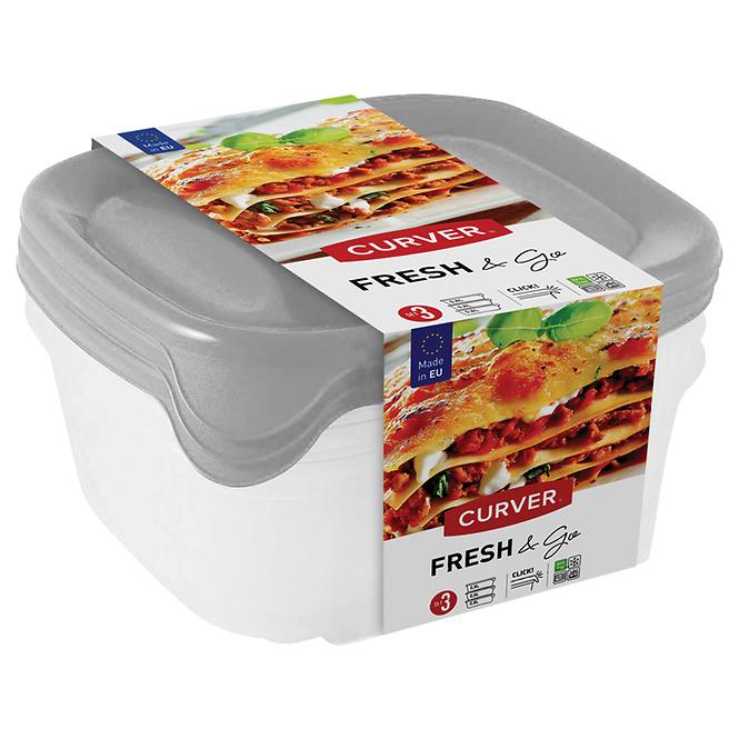 Zestaw 3 pojemników kwadrat 0.8l fresh&go 249416 mix kolorów
