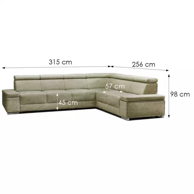 Narożnik z funkcją spania Ester B+2F+R+3+B uniwersalny Majestic 607