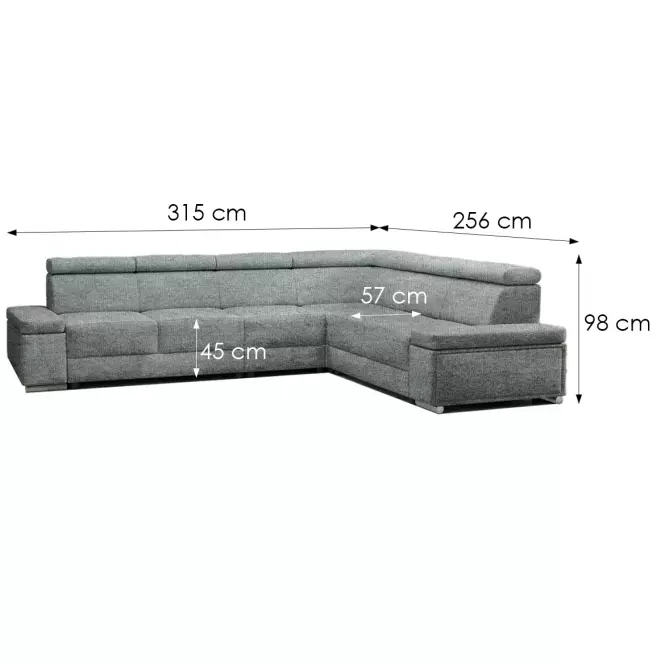 Narożnik z funkcją spania Ester B+2F+R+3+B uniwersalny Majestic 613,2