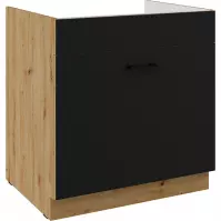 Szafka kuchenna Modena czarny/dąb artisan 80ZL 1S BB