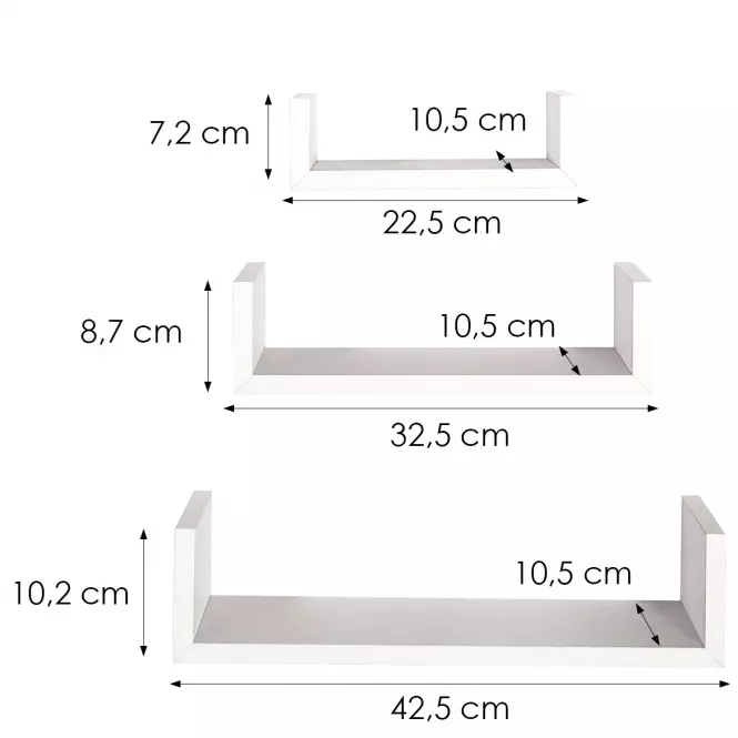 Półki wiszące 3 szt. PD11039 białe